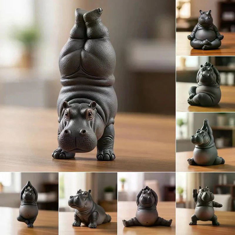 Yoga Fitness Model - Handcrafted Yoga Master Hippo Statue Resin