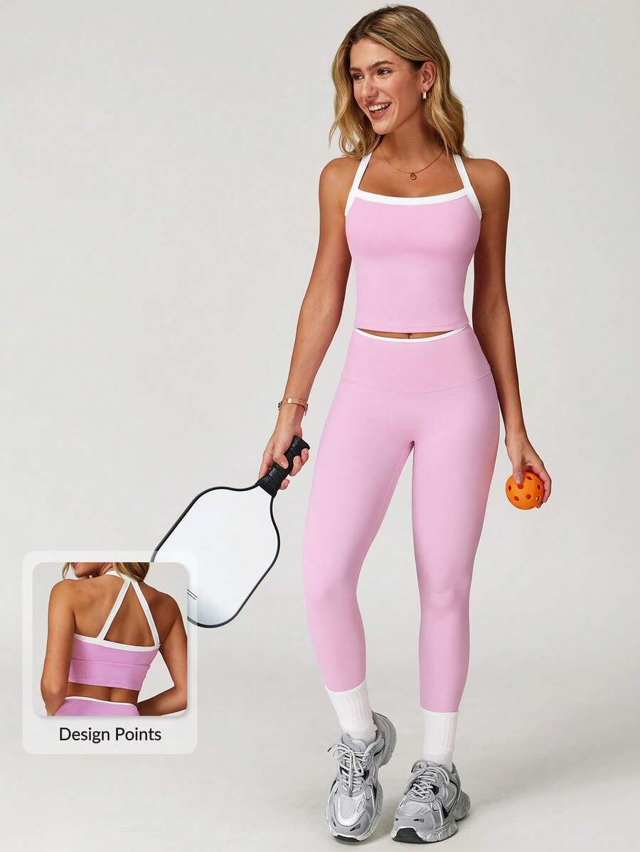 Womens 2 Piece Sports Set Vest - Yoga Fitness Leggings のレビューと価格