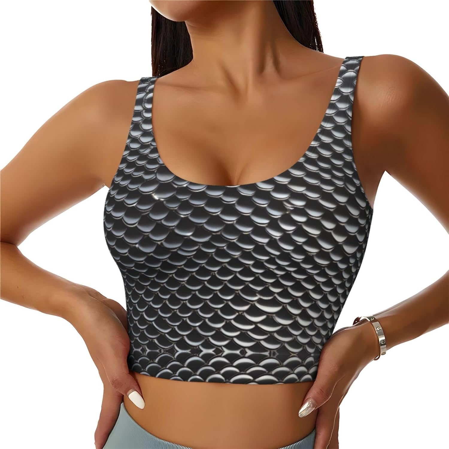 Silver fish scale Printed Wome - Yoga Fitness Women のレビューと価格
