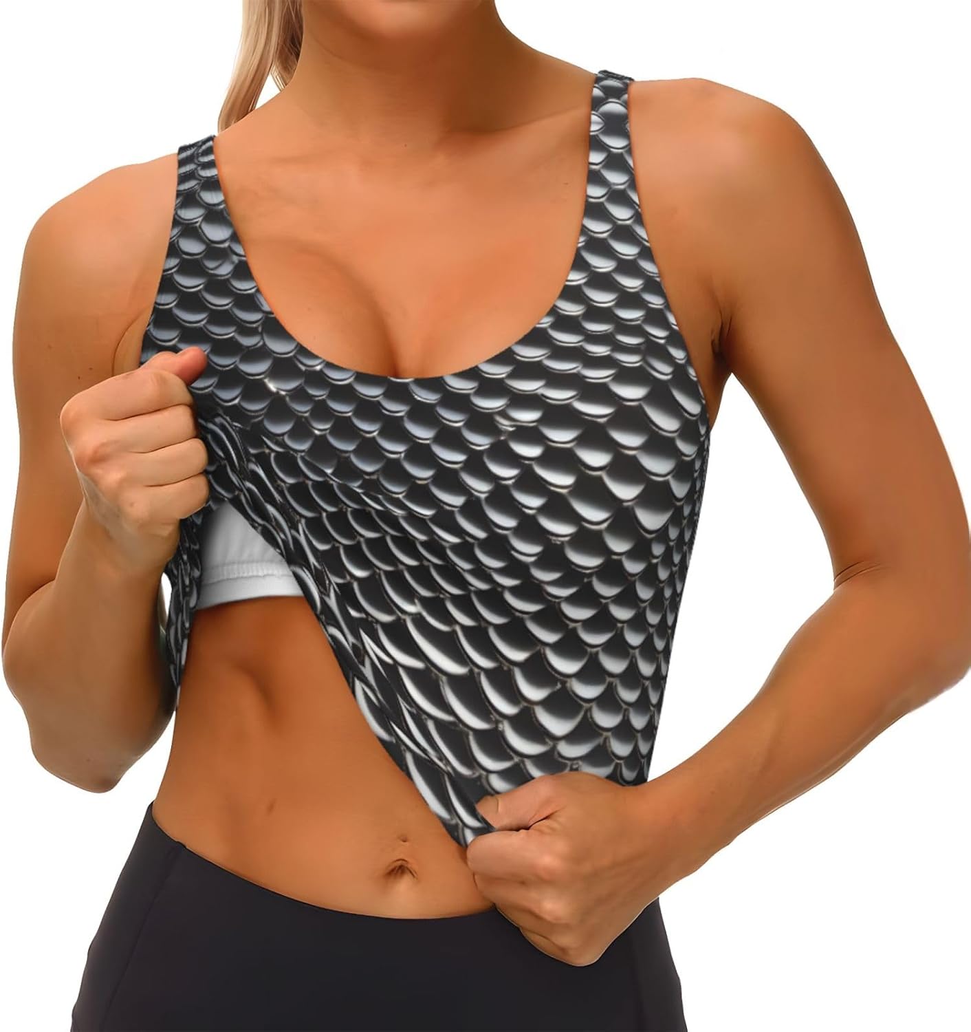 Silver fish scale Printed Wome - Yoga Fitness Women のレビューと価格