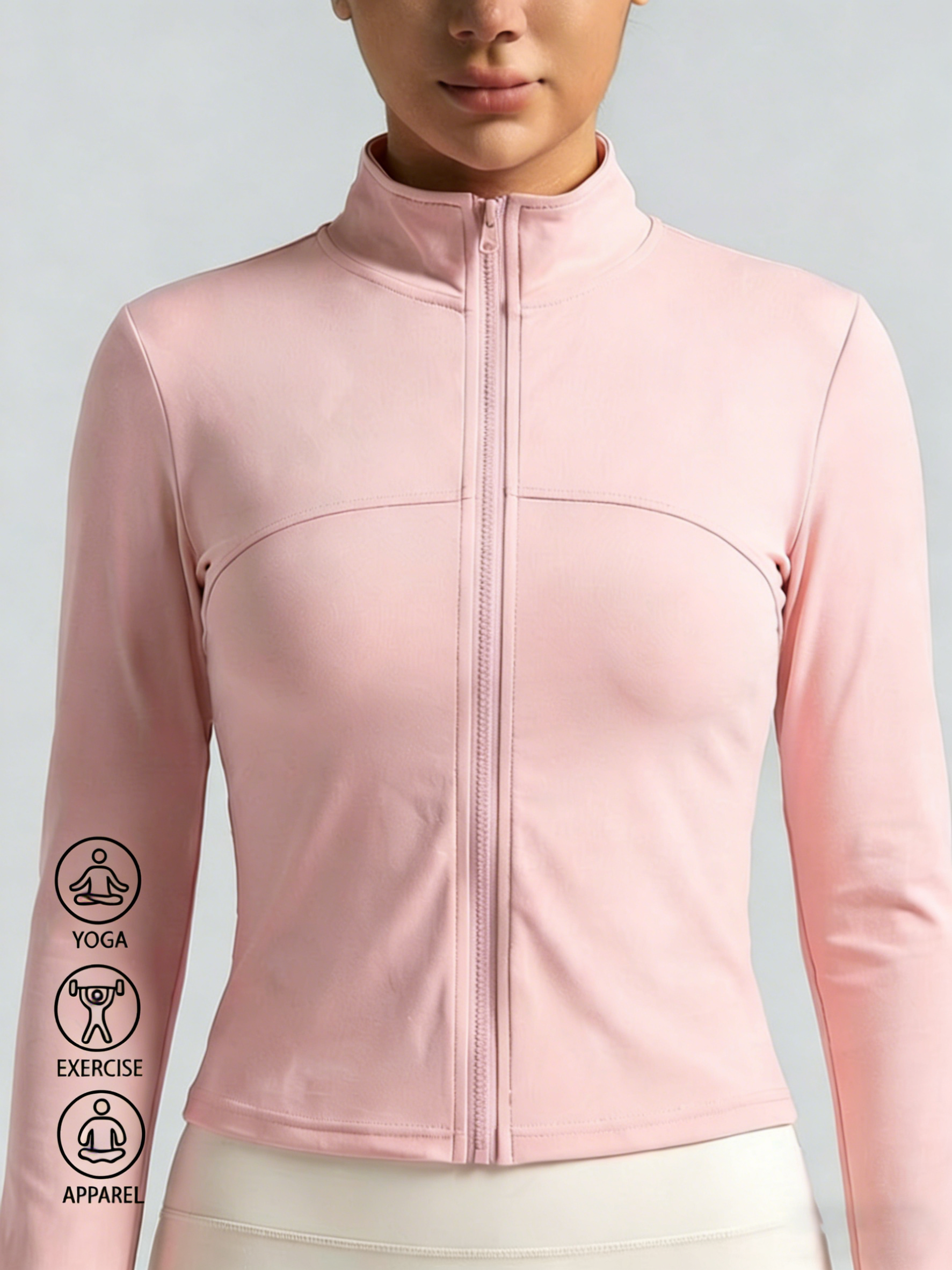New Women Light pink Yoga Coat - Yoga Fitness Women のレビューと価格