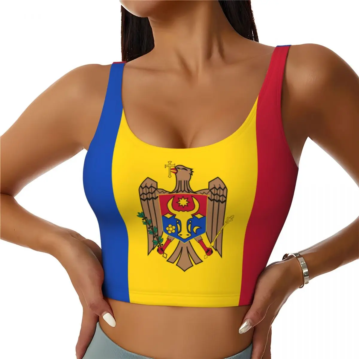 Moldova Flag Basic Tops Women  - Yoga Fitness Women のレビューと価格