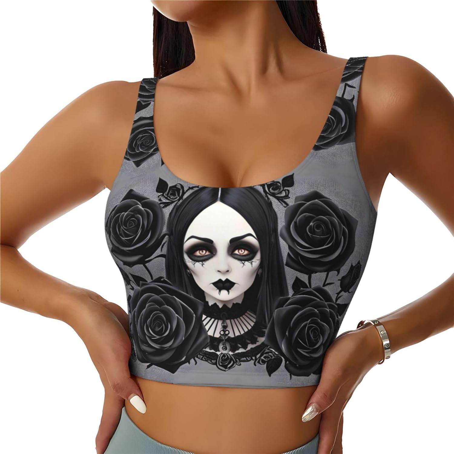 gothic black roses Printed Wom - Yoga Fitness Women のレビューと価格