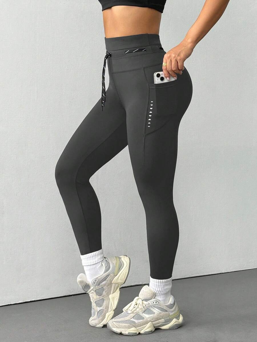 Women Solid Color Drawstring W - Yoga Fitness Leggings のレビューと価格