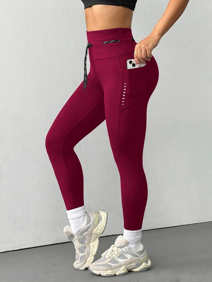 Women Solid Color Drawstring W - Yoga Fitness Leggings のレビューと価格