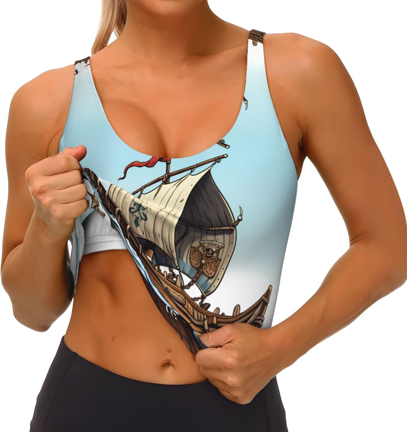 Cartoon Old Boat Prints Women' - Yoga Fitness Women のレビューと価格