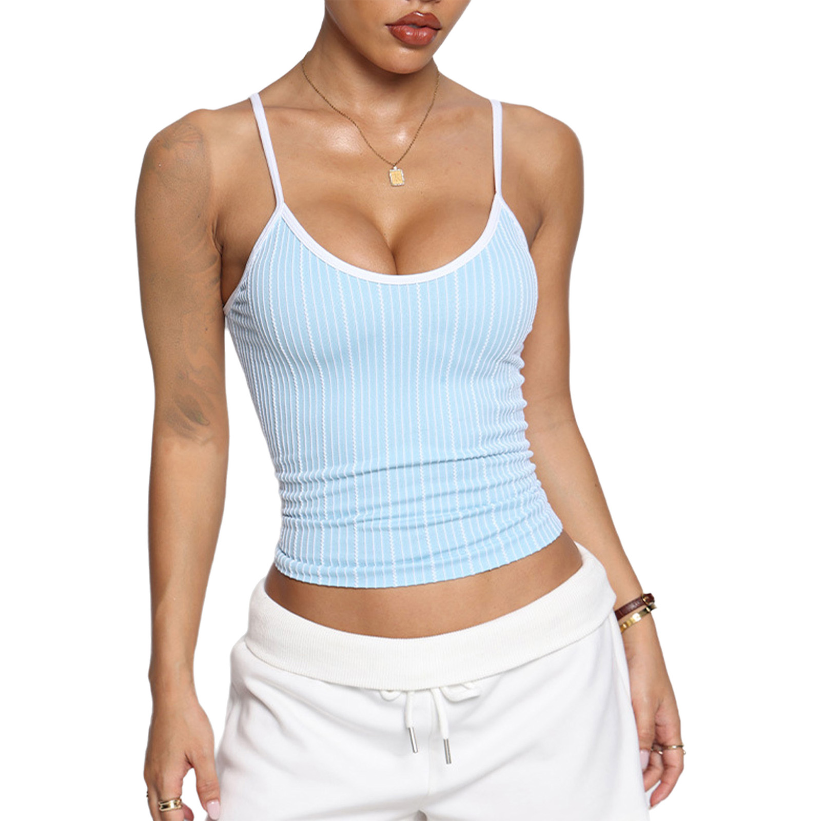 Women U Neck Striped Adjustabl - Yoga Fitness Exercises のレビューと価格