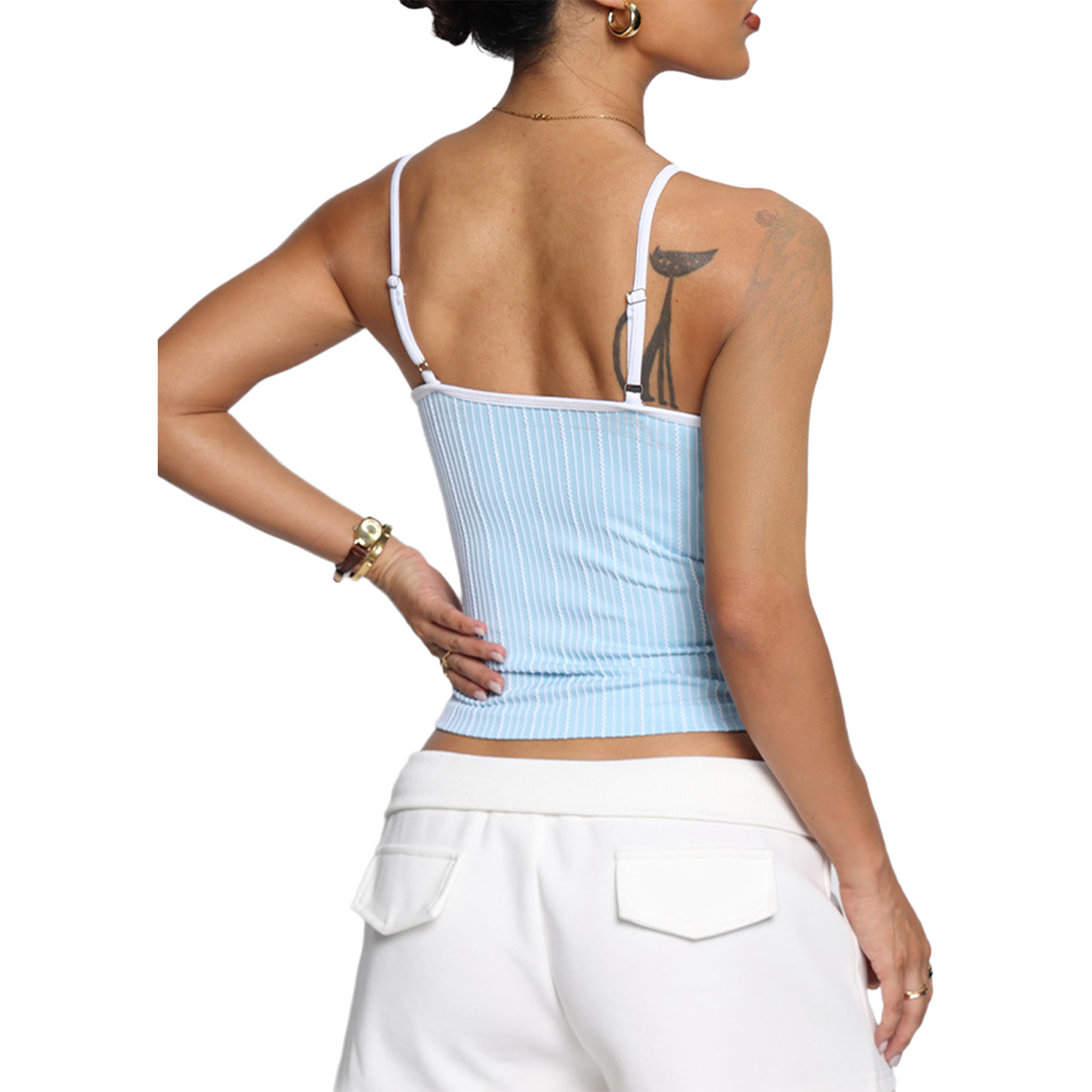 Women U Neck Striped Adjustabl - Yoga Fitness Exercises のレビューと価格