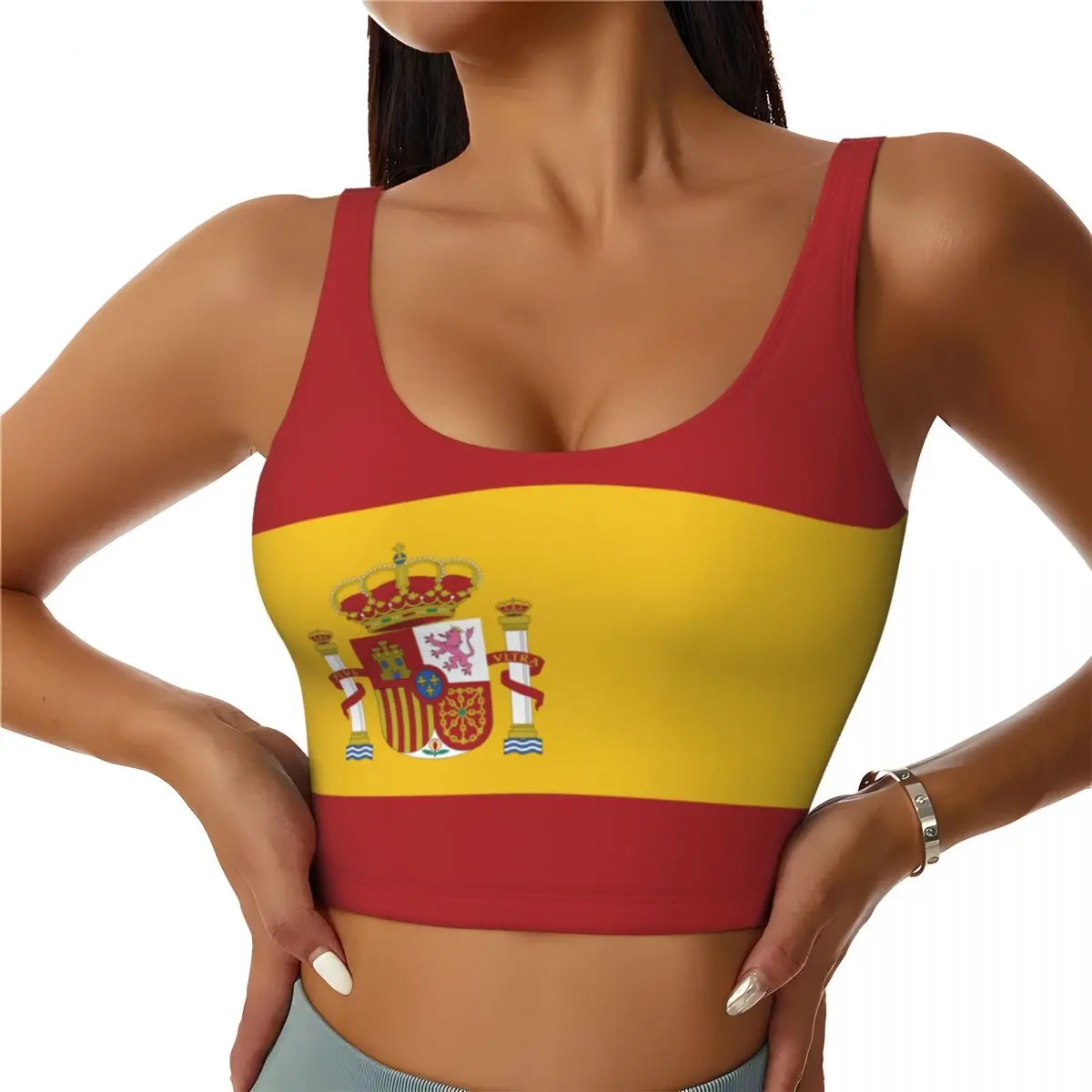 Spain Flag Basic Tops Women Sa - Yoga Fitness Women のレビューと価格