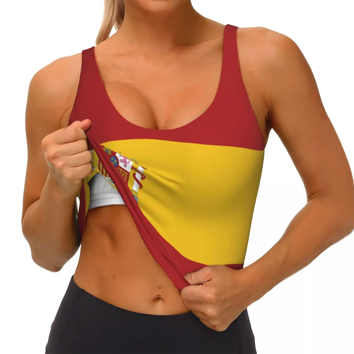 Spain Flag Basic Tops Women Sa - Yoga Fitness Women のレビューと価格